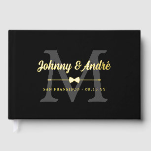 Livre D'or Gray Black Gold Bowtie Monogram Gay Mariage