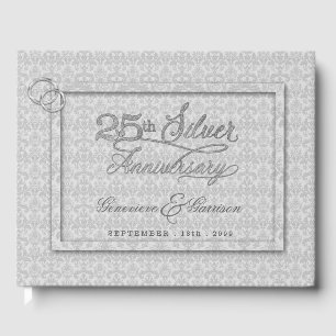 Livre D'or Gray Damask 25th SIlver Anniversaire avec photo