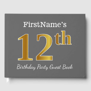 Livre D'or Gray, Faux Gold 12e fête d'anniversaire + Nom pers