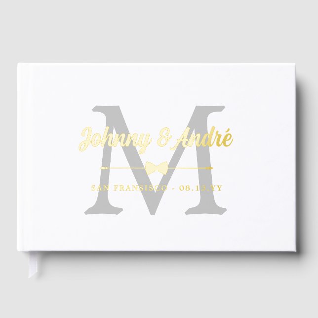 Livre D'or Gray Gold Bowtie Monogram Gay Mariage (Recto)