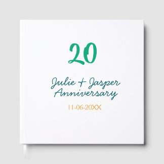 Livre D'or Green blue 20th anniversary name date orange 