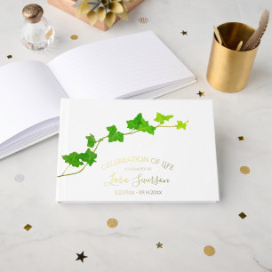 Livre D'or Green English Ivy Célébration de la vie