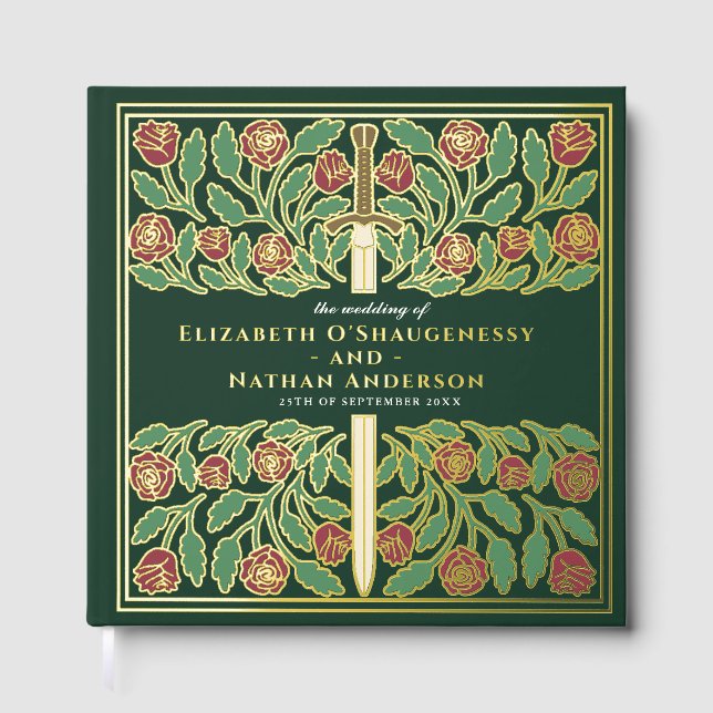 Livre D'or Green Fantasy Royal Medieval Sword Wedding (Recto)