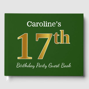 Livre D'or Green, Faux Gold 17th Birthday Party + Nom personn