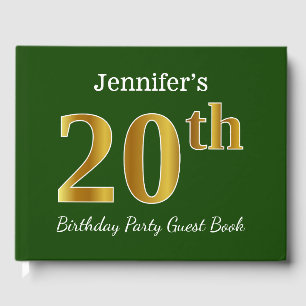 Livre D'or Green, Faux Gold 20th Birthday Party + Nom personn
