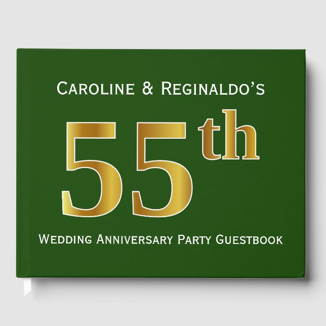 Livre D'or Green, Faux Gold 55e fête Mariage (Recto)