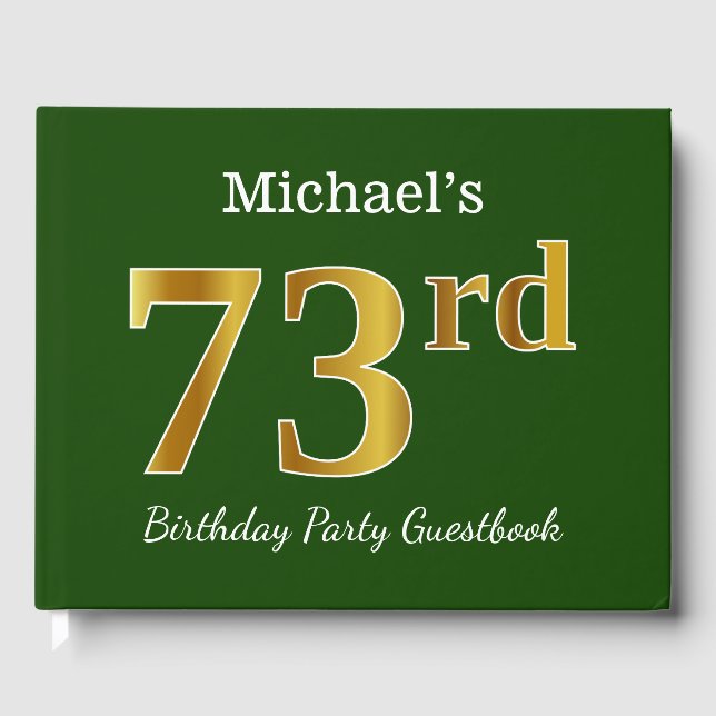 Livre D'or Green, Faux Gold 73e fête d'anniversaire + Nom per (Recto)