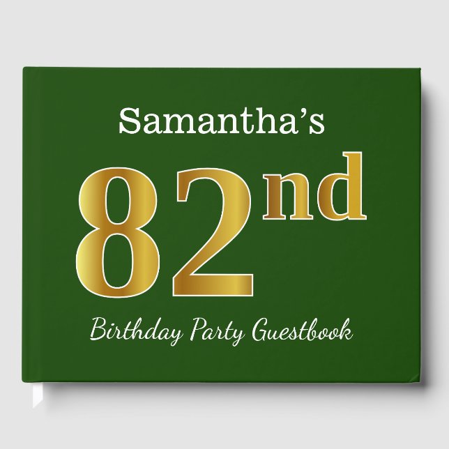 Livre D'or Green, Faux Gold 82e fête d'anniversaire + Nom per (Recto)