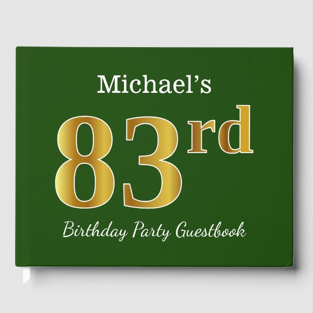 Livre D'or Green, Faux Gold 83ème fête d'anniversaire + Nom p (Recto)
