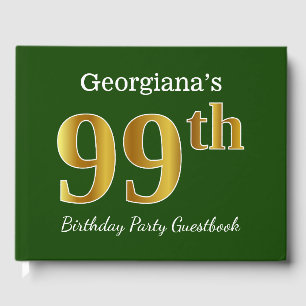 Livre D'or Green, Faux Gold 99e fête d'anniversaire + Nom per