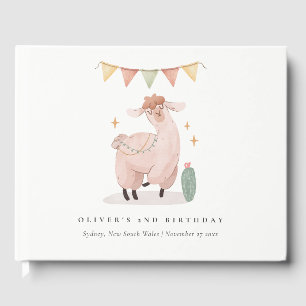 Livre D'or Green Plaid Cactus Boho Llama N'importe quel âge A