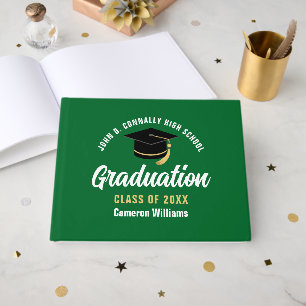 Livre D'or Green White Graduate Customisée Graduate Party