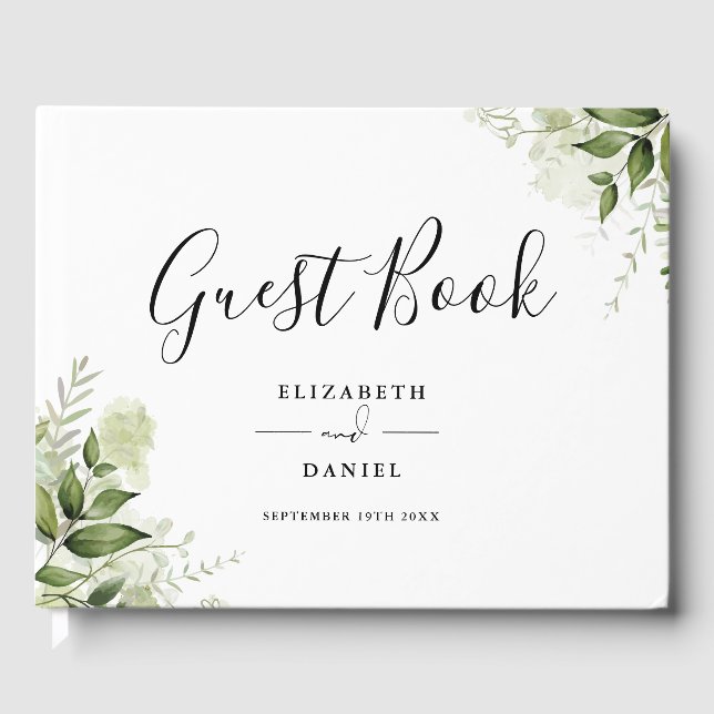 Livre D'or Greenery Floral Elegant Script Photo Wedding (Recto)