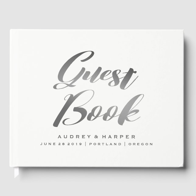 Livre D'or Gris argenté dégradé Mariage personnalisé simple (Recto)