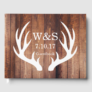 Livre D'or Grotte rustique Bois de cerf Antlers & Initiales