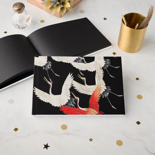Livre D'or Grues volantes : Japonais Bird Kimono Art (Recto ouvert)
