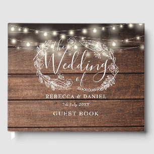 Livre D'or Guirlande Lumineuse Florale Rustique Bois Mariage