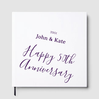 Livre D'or Happy 50th anniversary purple name year simple 
