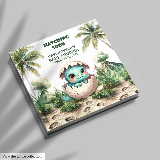 Livre D'or Hatching personnalisé Bientôt Dino Guest Book Boy (Personalized Hatching Soon Dino Guest Book Boy)