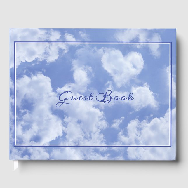 Livre D'or Heart Cloud Ciel mignon Moderne Bleu Personnalisé  (Recto)