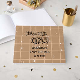 Livre D'or Hello Cutie Girly Cute Brown Gingham Baby Shower