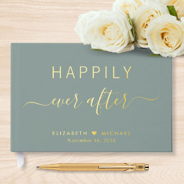 Livre D'or Heureux Jamais après la photo Sage Mariage vert