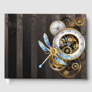 Livre D'or Horloge à vapeur avec libellule mécanique