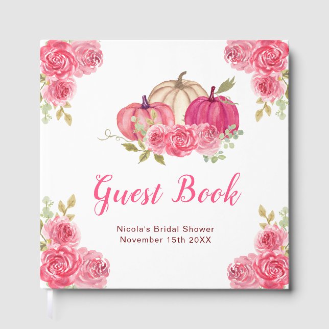 Livre D'or Hot Pink Floral Pumpkins Bridal Shower (Recto)
