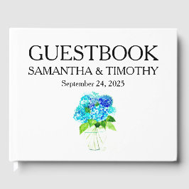 Livre D'or Hydrangea Blue Elegant Aquarelle Floral Mariage