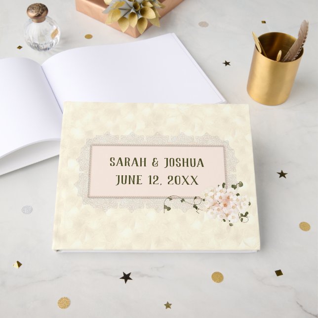 Livre D'or Hydrangea Fleurs de Mariage avec Cadre (Recto ouvert)
