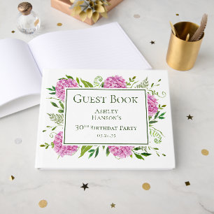 Livre D'or Hydrangeas roses pour 30e anniversaire