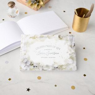 Livre D'or Hydrangée blanche Aquarelle Célébration de la vie
