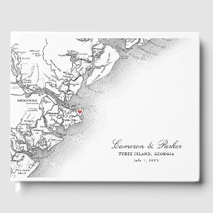 Livre D'or Île Tybee Géorgie Carte Mariage élégant