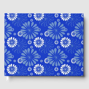 Livre D'or Impression florale moderne bleu électrique