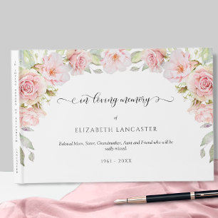 Livre D'or In Love Memory Blush Floral, Funeral Guest Book