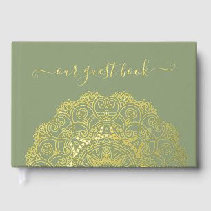 Livre D'or Initiales Chic Couple Floral Mandala Gold