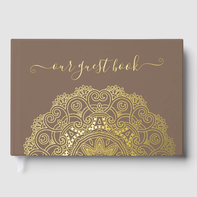 Livre D'or Initiales Chic Couple Floral Mandala Gold (Recto)
