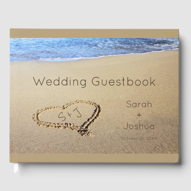 Livre D'or Initiales de mariage de sable de plage (Recto)