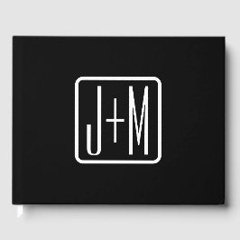 Livre D'or Initiales Monogrammées Modernes | Noir & Blanc