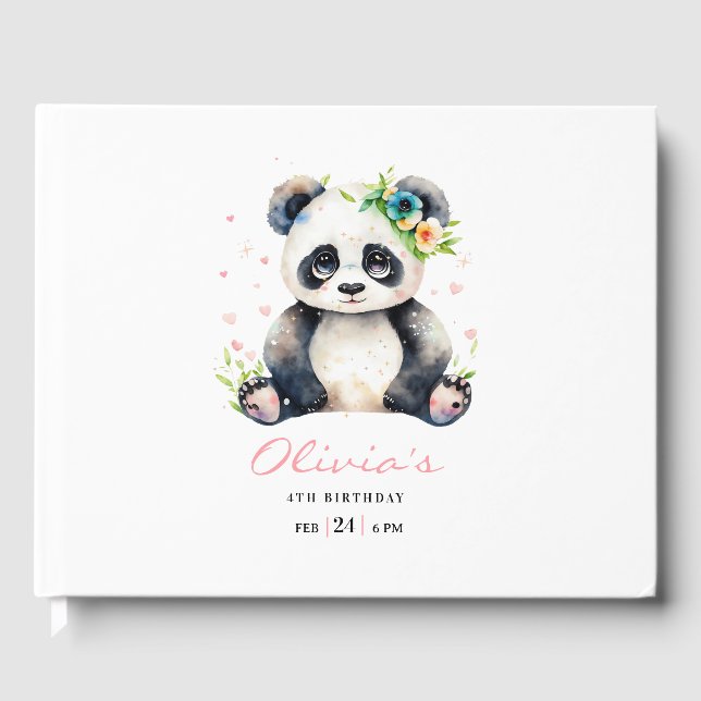 Livre D'or Invitation d'anniversaire Panda, Anniversaire de f (Recto)