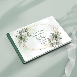 Livre D'or Invité à la Baby Shower Bohème Dusty Green Eucalyp