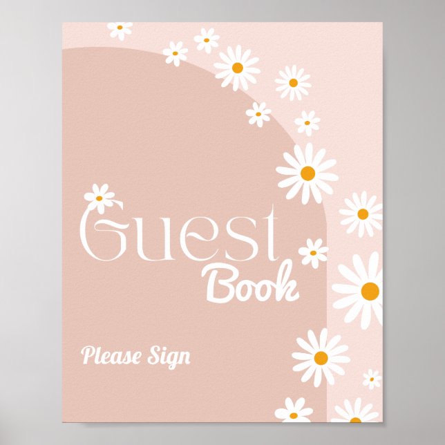 Livre d'or invité baby shower Fille Boho fleur de  (Devant)