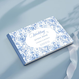 Livre d'or invité Toile de Jouy française Roses Bl
