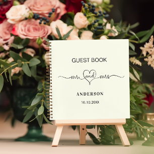 Livre d'or ivoire m mrs coeur script mariage