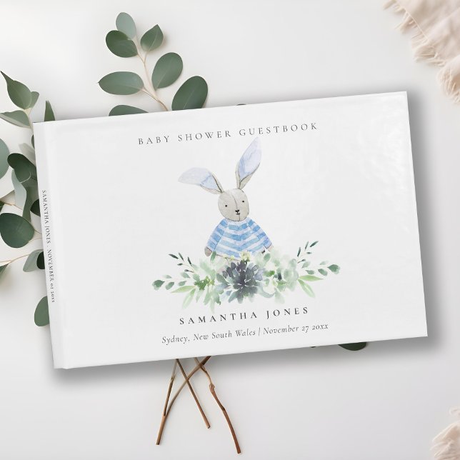 Livre D'or Jardin de Bunny Bleu Baby shower de feuillage Succ (Créateur téléchargé)