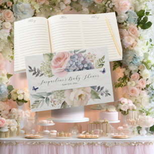 Livre D'or Jardin Fleur Rose Rose Bleu Hydrangea Baby shower