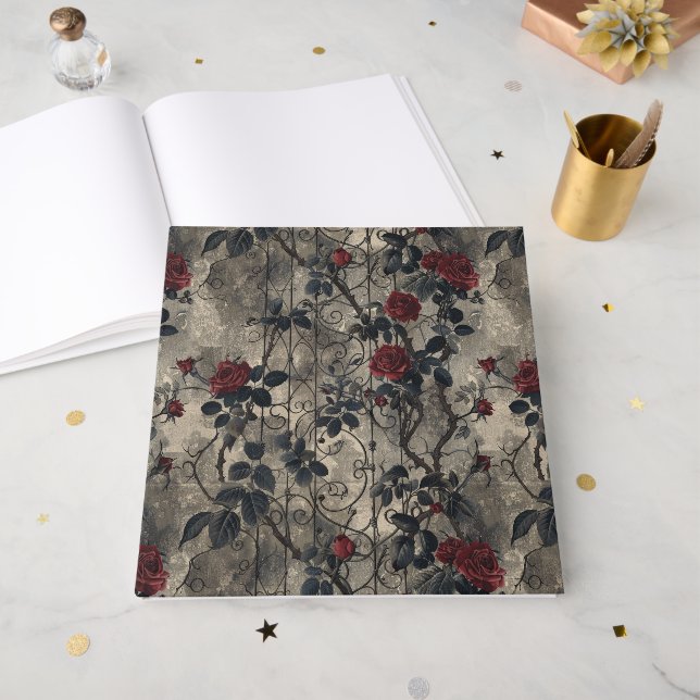 Livre D'or Jardin gothique victorien Rose Motif (Recto ouvert)