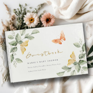 Livre D'or Jardin Jaune mignon Baby shower de Papillons