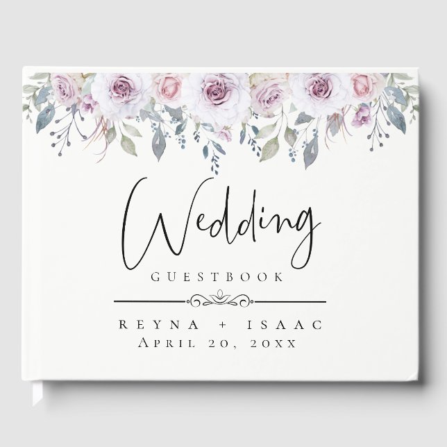 Livre D'or Jardin moderne violet Mariage floral (Recto)