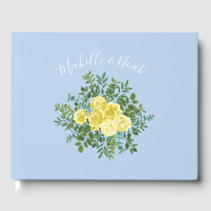 Livre D'or Jaune clair et bleu pâle Rose Mariage floral